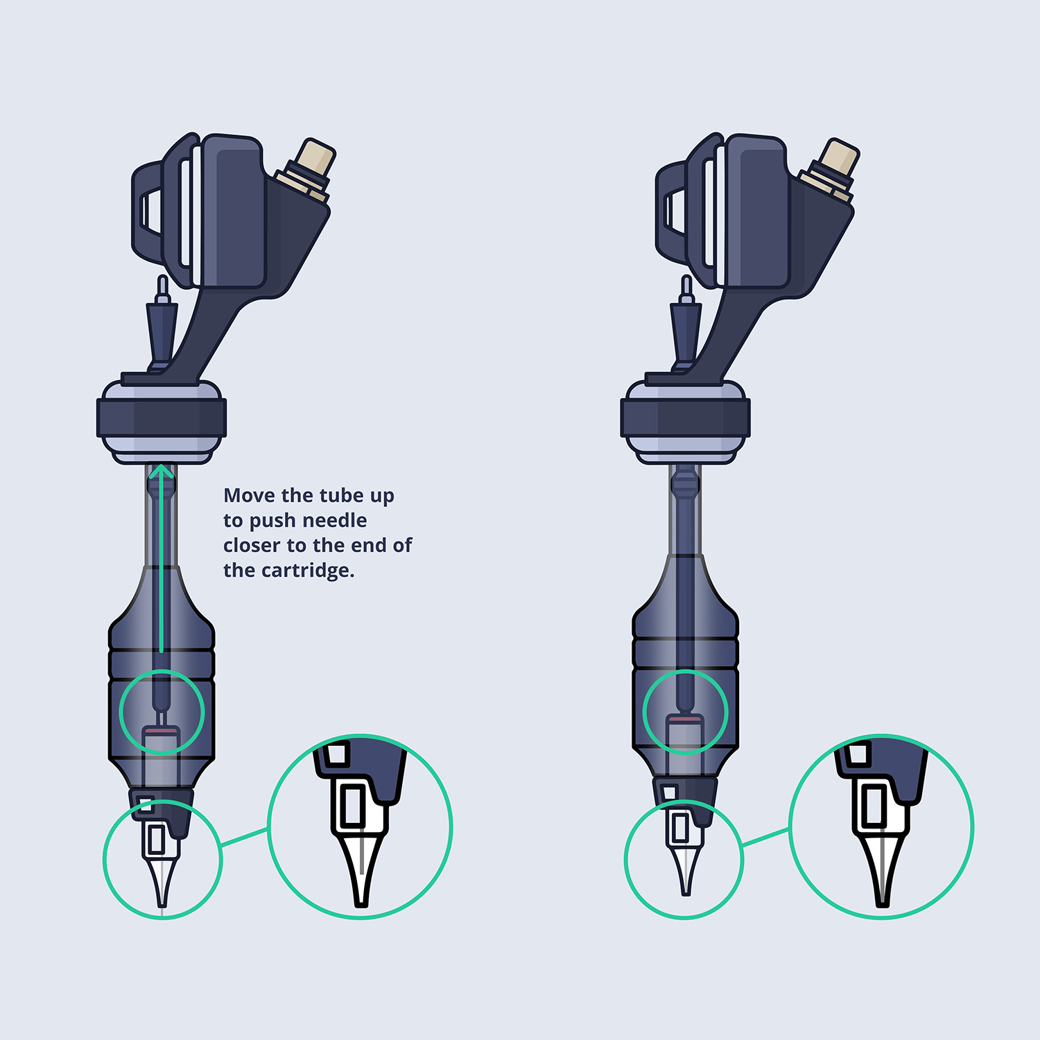 tattoo machines with different depths on liner needles