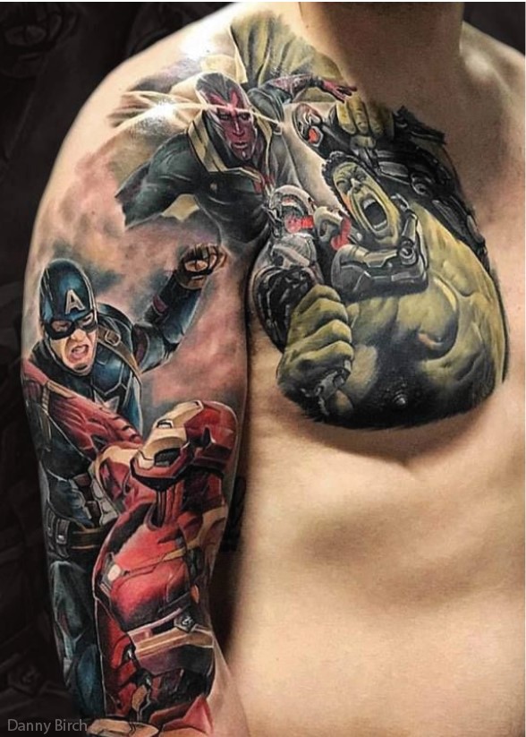 Avengers chest tattoo ideas for men Avengers chest tattoo ideas for men
