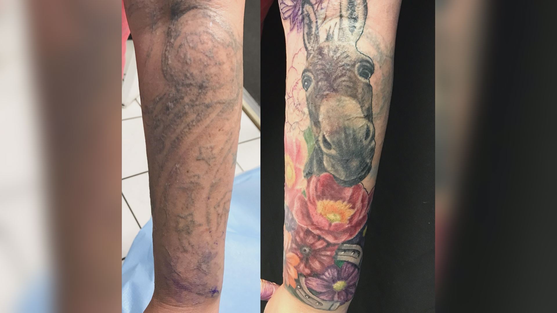 faded tattoo given color