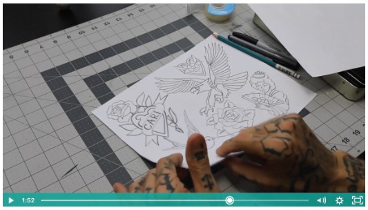 pencil drawing professional tattoo artist showing how to develop a tattoo design