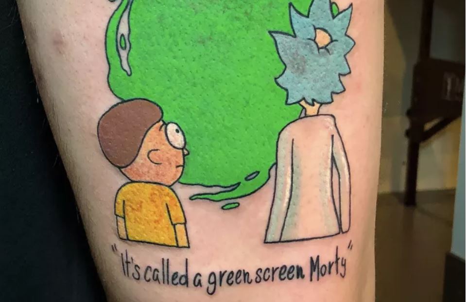 rick and morty green screen tattoo
