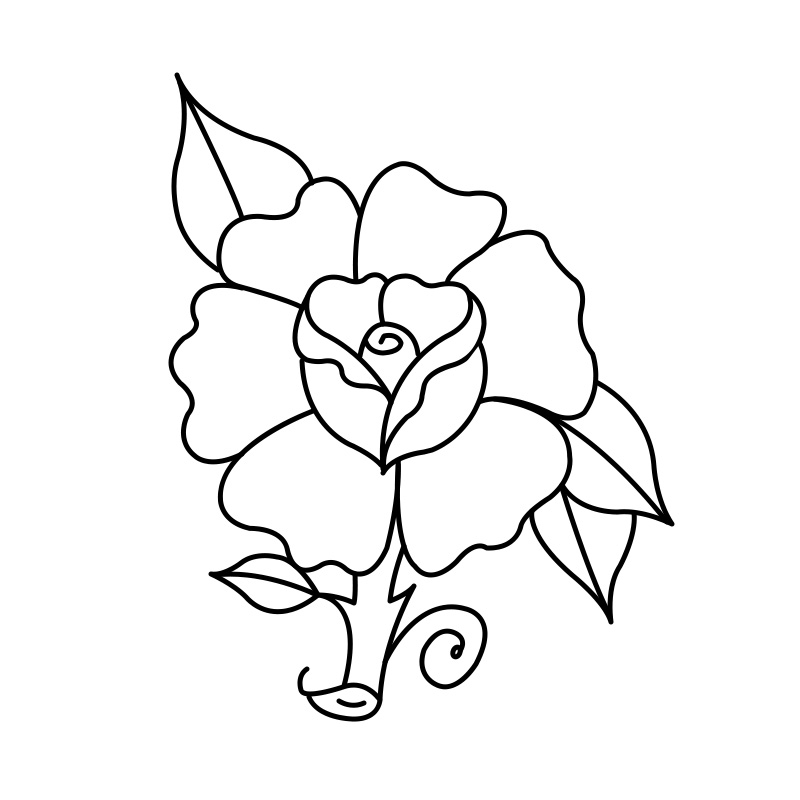 rose - 01 - Step 04 traditional style rose linework