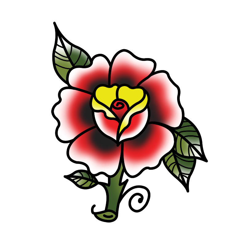 rose - 01 - Step 06 rose design in the traditional tattoo style