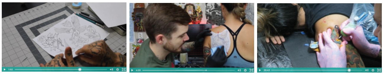 tattooing process artist applying a tattoo on human skin