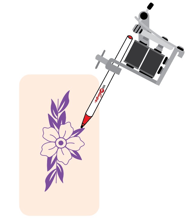 Tattooing with a Pen pen held in a tattoo gunpen held in a tattoo gun