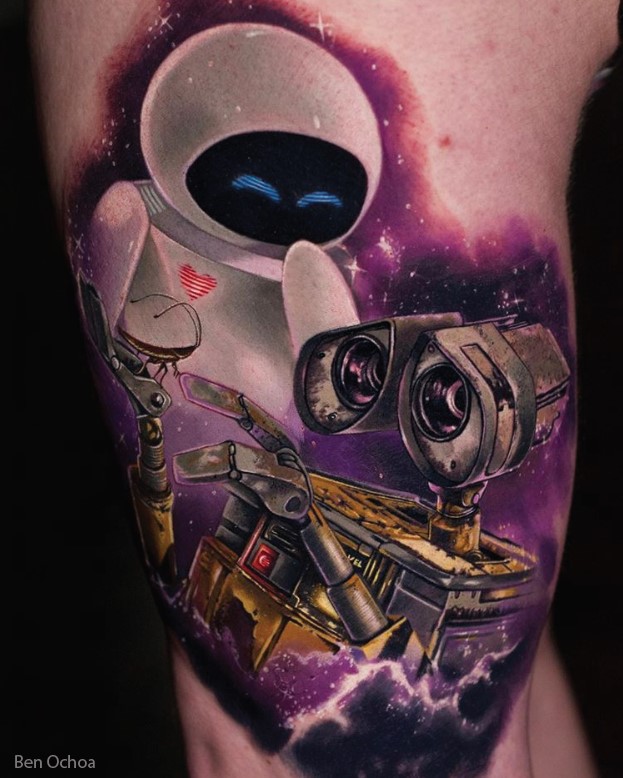 Wall-E leg tattoo Wall-E leg tattoo