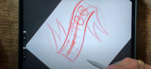 3 Lines in Red Pencil