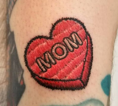 Candy heart patch tattoo