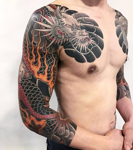 dragon tattoo 2 dragon tattoo covering a large space on the arm