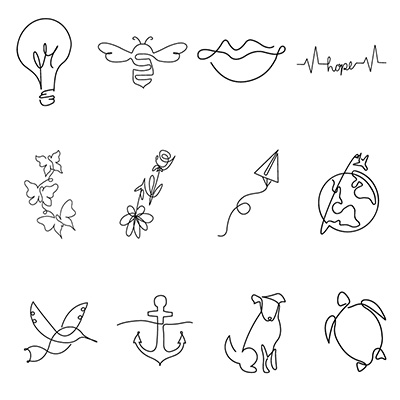 Flash sheet of one line tattoos Flash sheet of one line tattoos