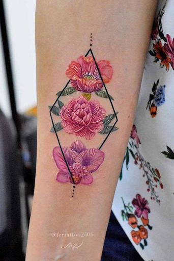 Floral embroidery forearm tattoos Floral embroidery forearm tattoos