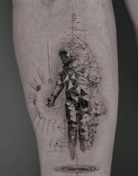Geometric astronaut body art Geometric astronaut body art in black ink