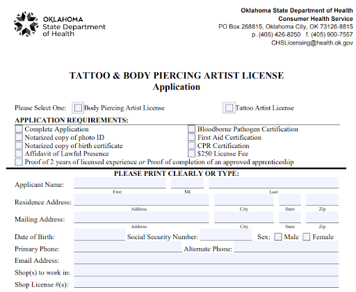 Oklahoma application