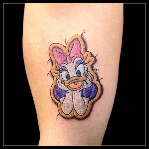 Patch Style Tattoo of Daisy Duck Patch Style Tattoo of Daisy Duck