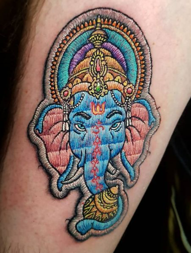 Patch tattoo of an elephant Patch tattoo of an elephant with a lot of detail