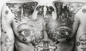 Prison tattoo photographs the double-headed eagle