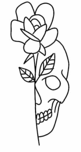 Rose and half skull Rose and half skull