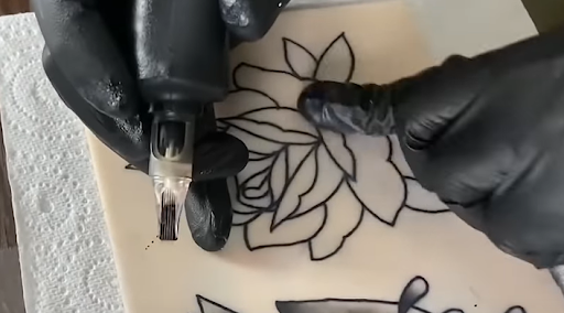 Rose tattoo on practice skin