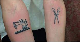 Sewing machine and scissors tattoos Sewing machine and scissors tattoos