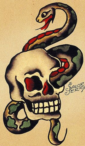 Skull and Snake Flash skull design by tattoo artist