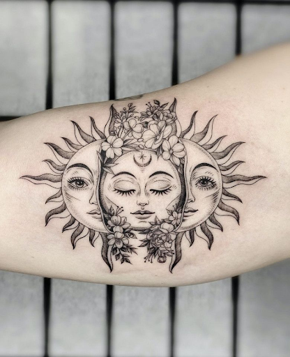 sun body art design sun body art design by tattoo artist in black ink