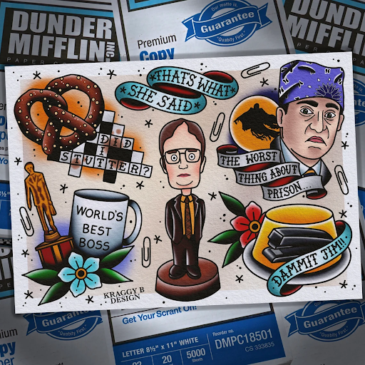 The Office flash tattoos by Craggy B Design The Office flash tattoos by Craggy B Design