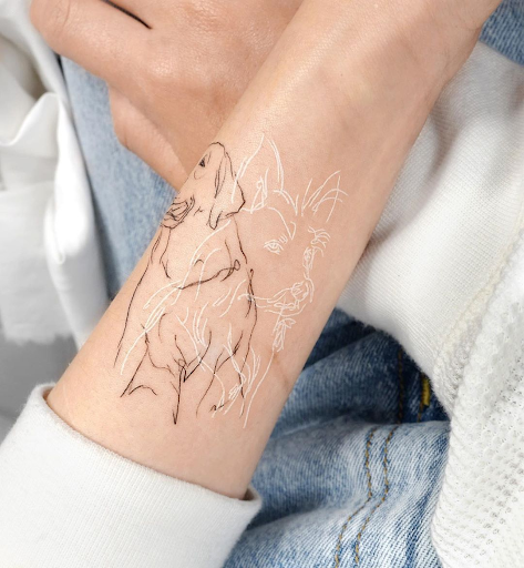 white ink over black ink tattoos