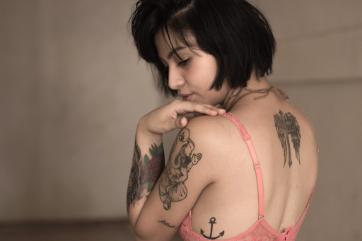 women with tattoo
