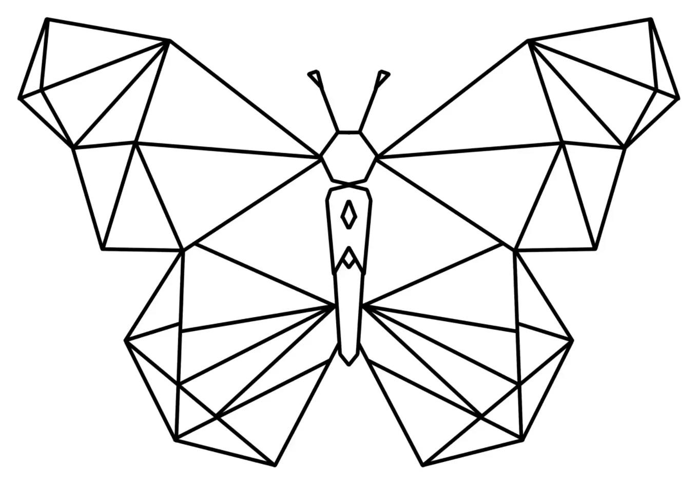 Butterfly Geometric Tattoo Stencil