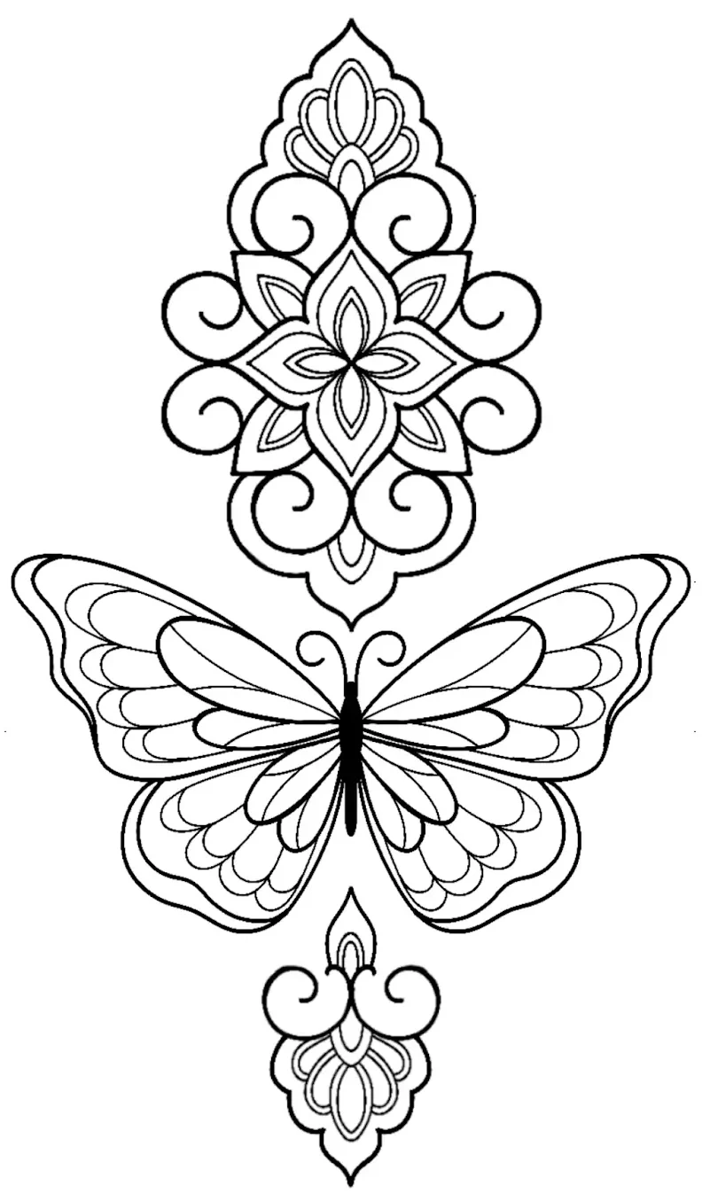Butterfly Mandala Tattoo Stencil