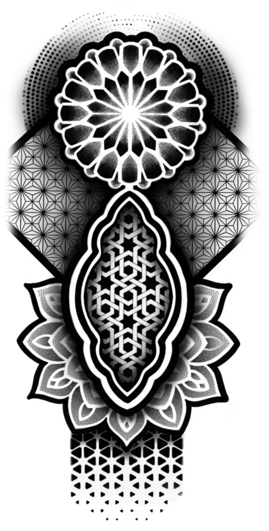 Fade Pattern Geometric Tattoo Stencil