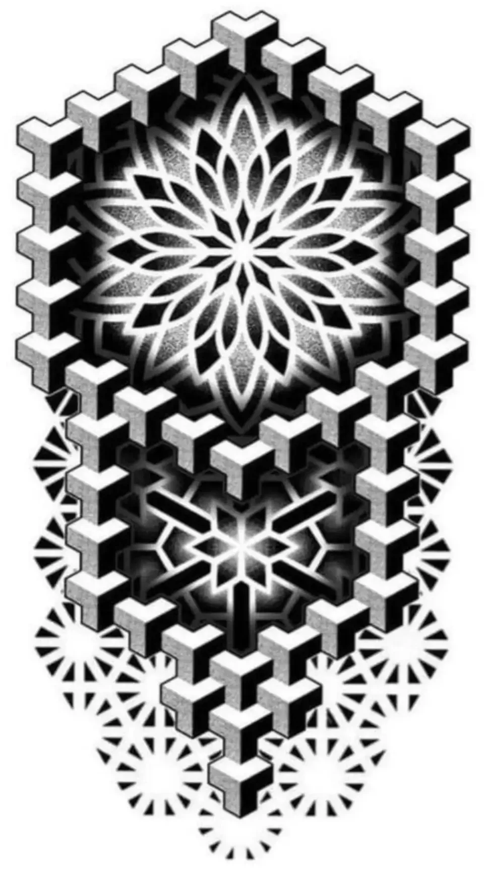 Hexagon Geometric Tattoo Stencil