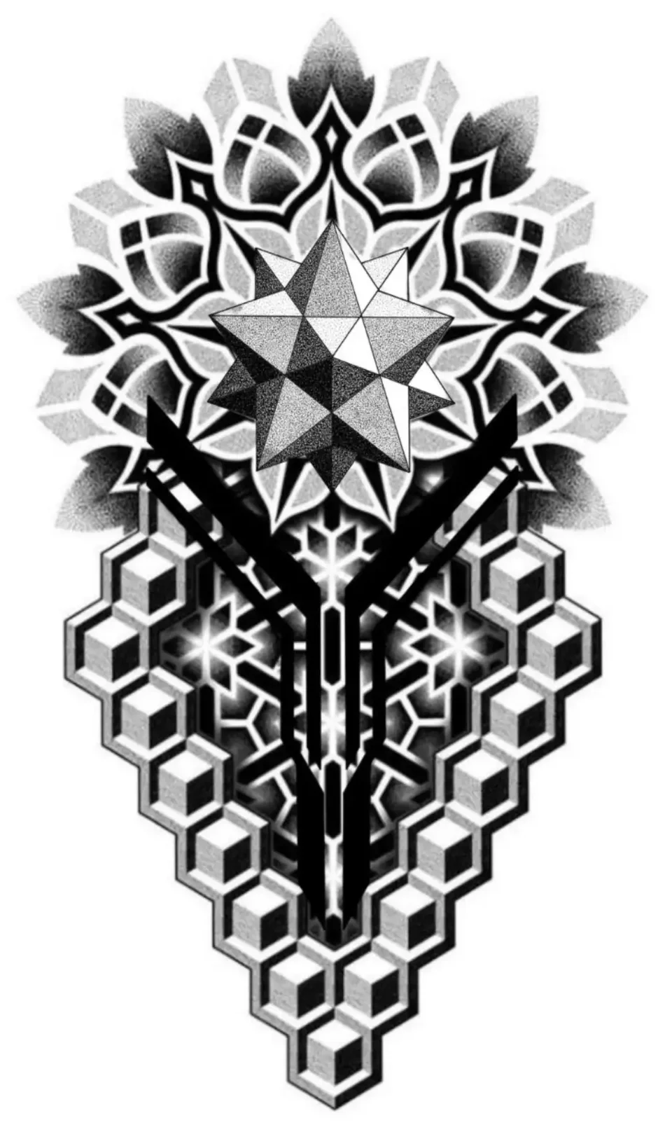 Pattern Geometric Tattoo Stencil